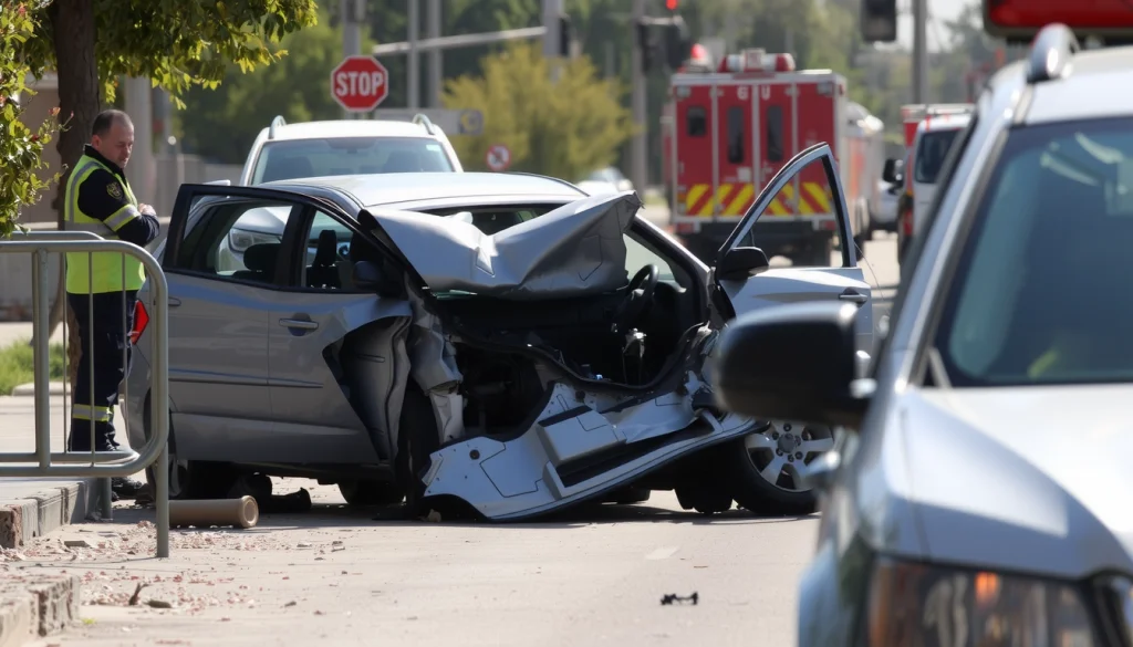 emergency personnel at a car crash site